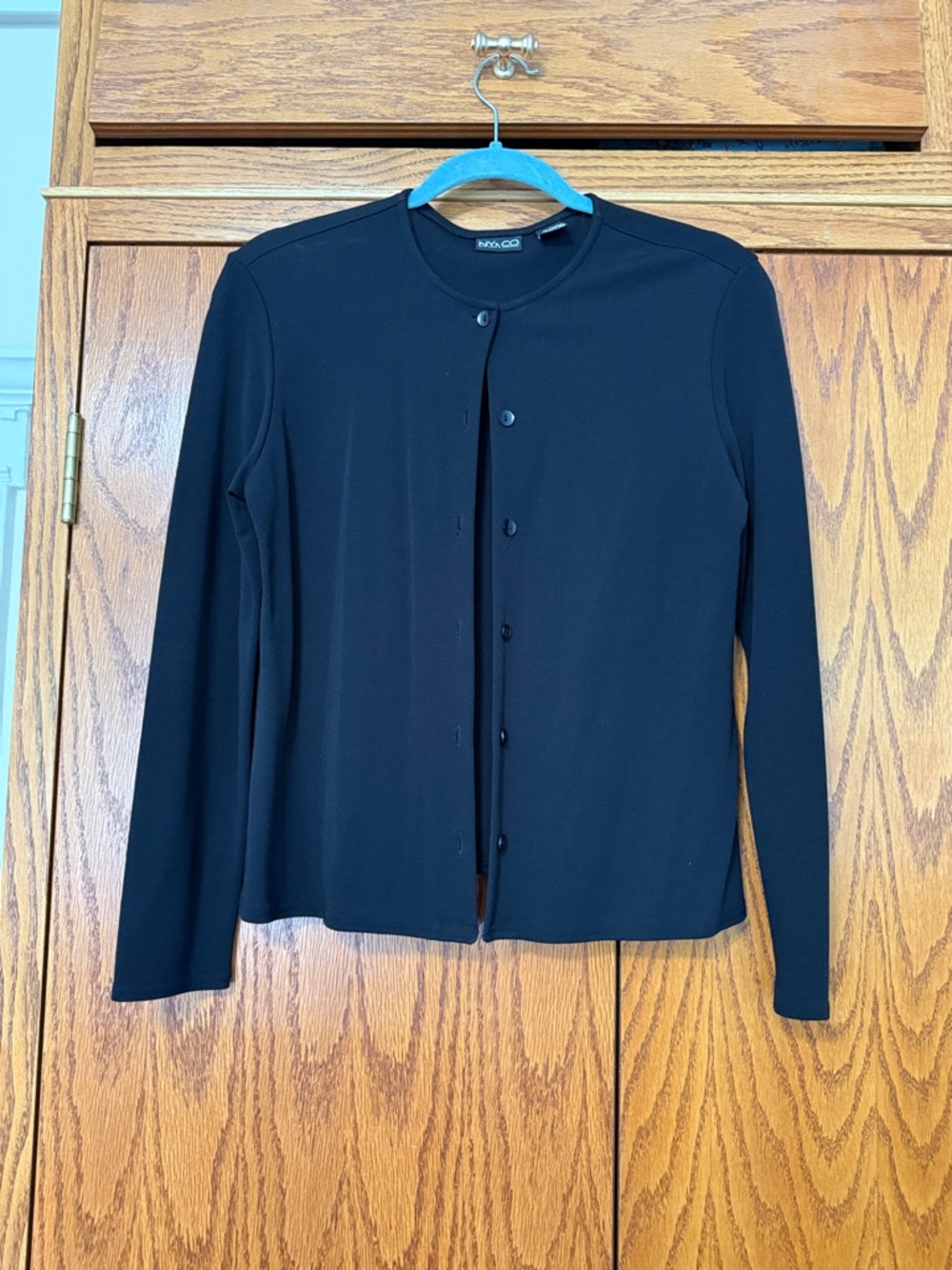 New York & Company Black Long-Sleeve Button-Down Top